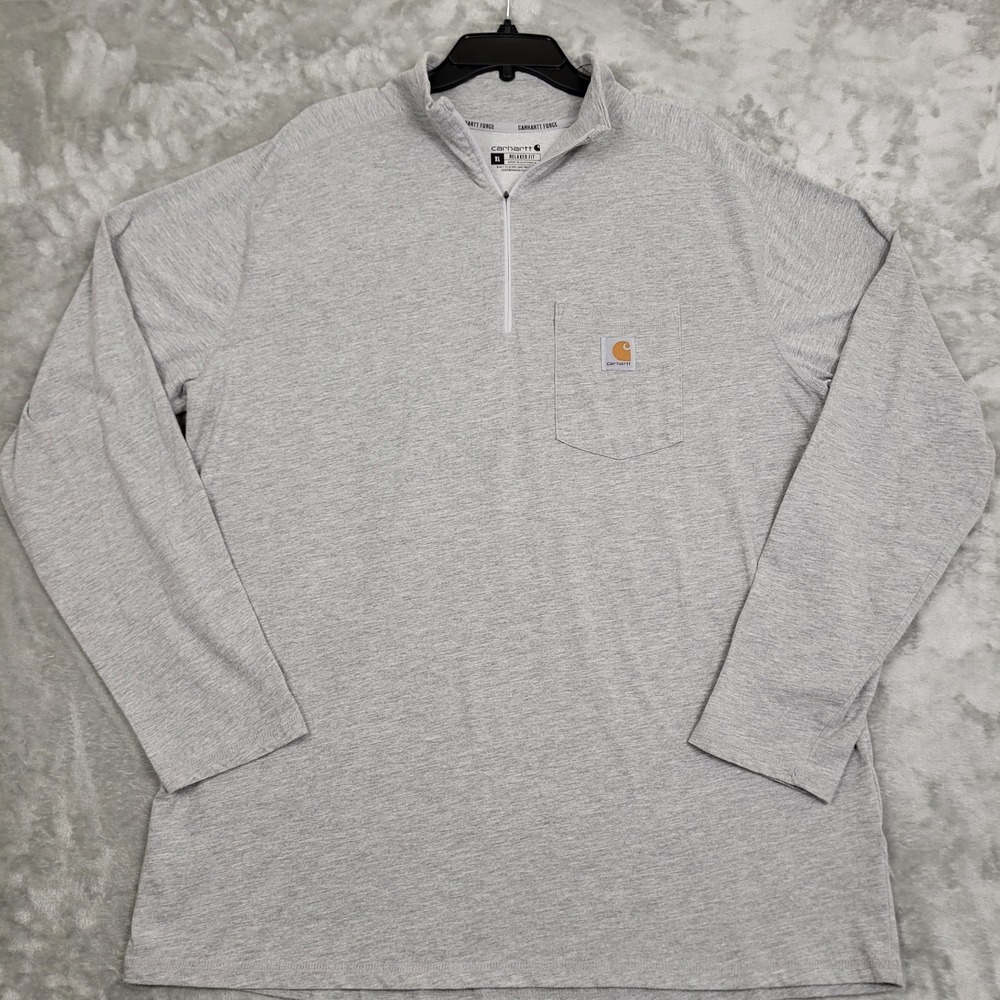 Carhartt Force Mens Relaxed Fit 1/4 Zip Pullover Gray Heather Lightweight  XL